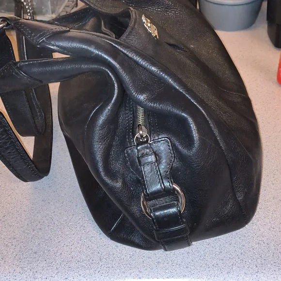 Coach Midsize Black Leather Tote Bag - Picture 10 of 16